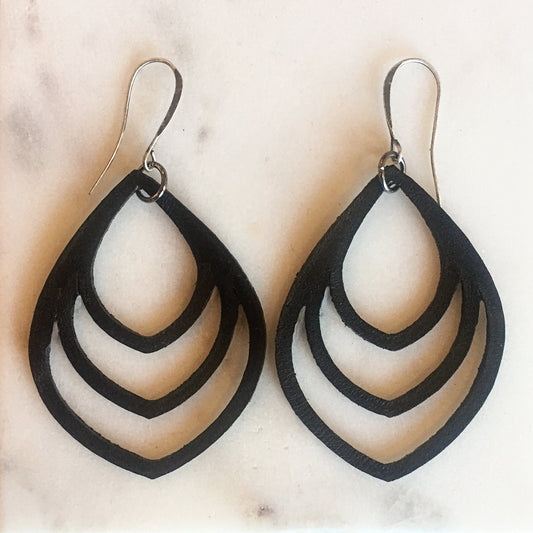 Leather Earrings |  Minimalist Earrings - Dangle Earrings - Boho Chic Earrings