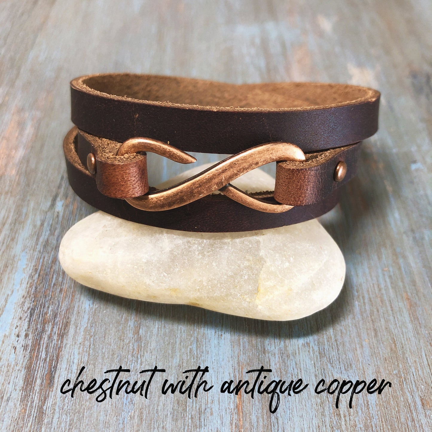 Infinity Leather Wrap Bracelet - Womens Leather Cuff - Boho Leather Wrap - Minimalist Wrap