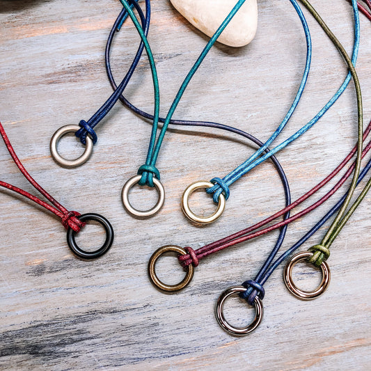 Bold & Bright Leather Cord Necklace for Men Women | Leather Jewelry for Women | Boho Leather Necklace | Pendant necklace