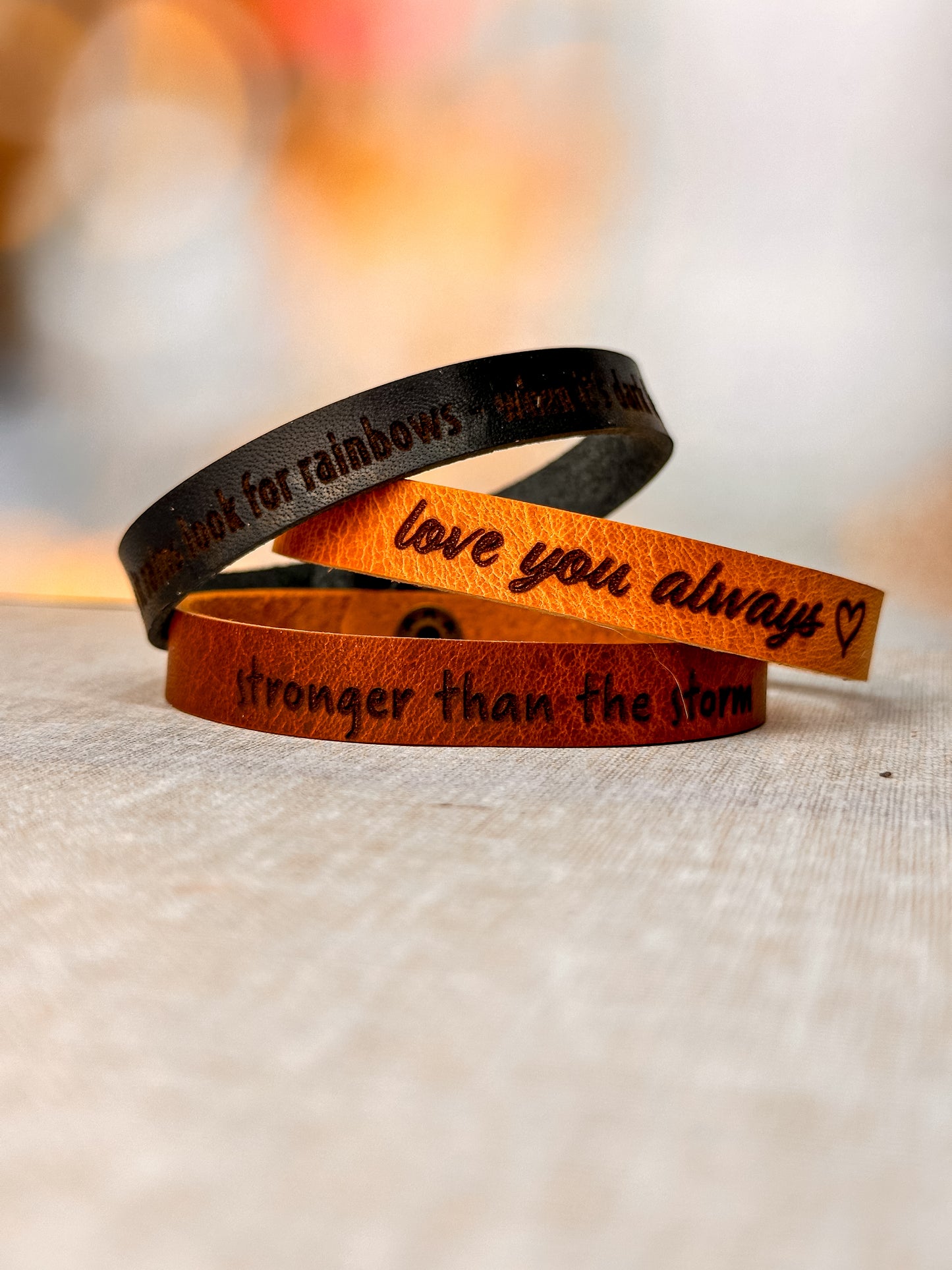 Personalized Leather Bracelet: Engraved Minimalist Cuff