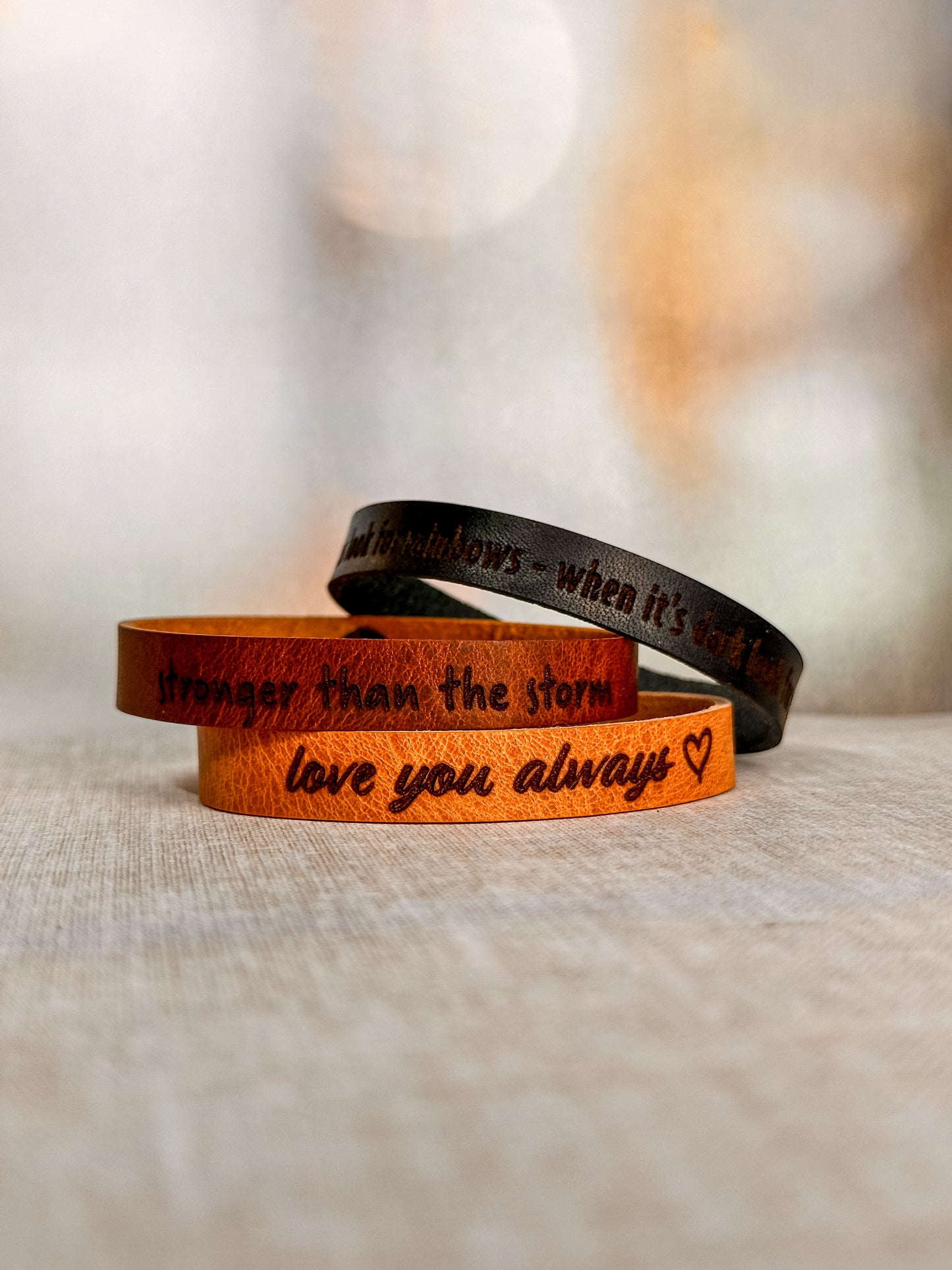 Personalized Leather Bracelet: Engraved Minimalist Cuff