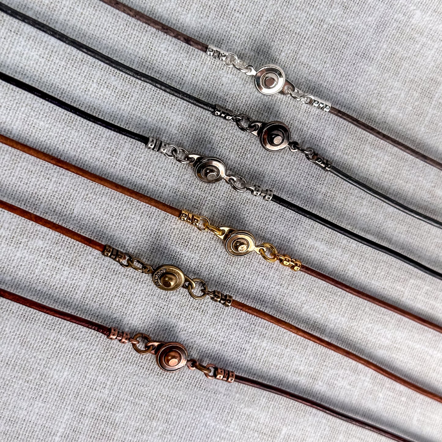 2mm Leather Necklace With Clasp - Round Plain Leather Cord Necklace Men or Women With Button Locking Clasp