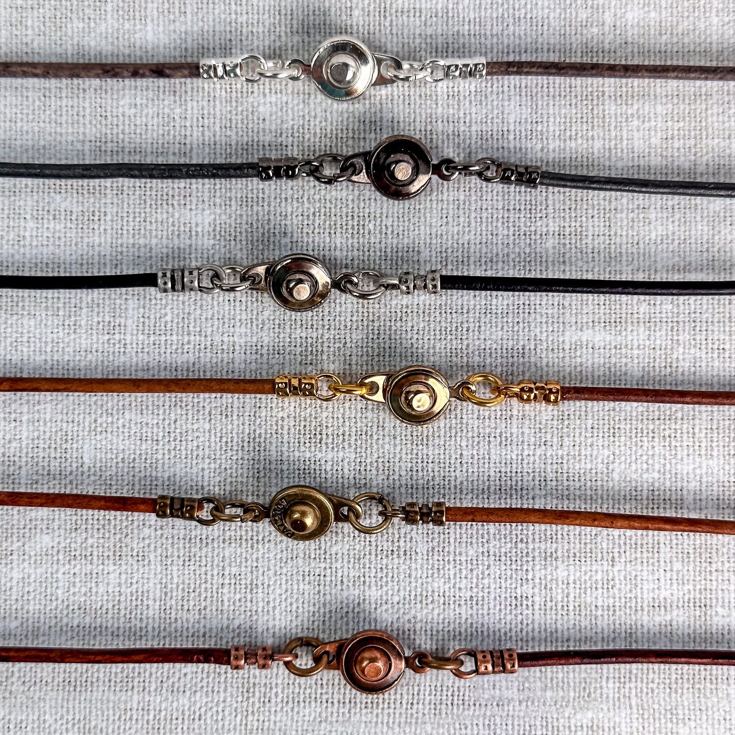 2mm Leather Necklace With Clasp - Round Plain Leather Cord Necklace Men or Women With Button Locking Clasp