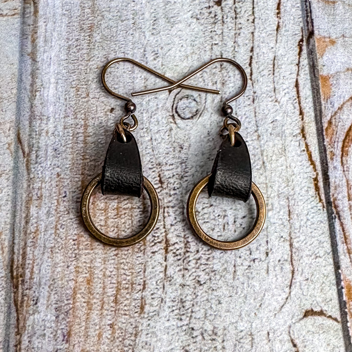 Mini Drop Earrings - Natural Leather + Silver Circle Personalised Jewelry for Women