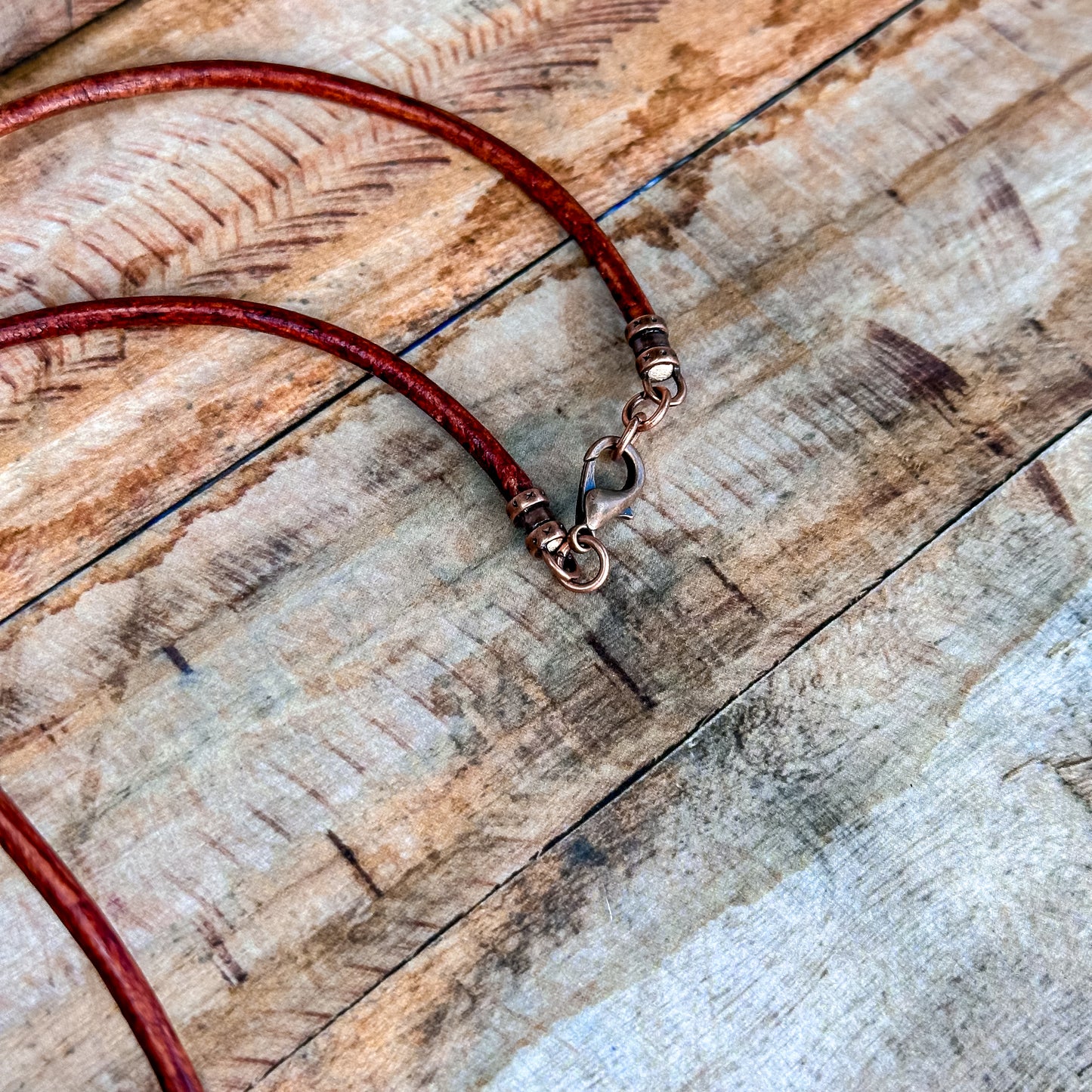 Minimalist Leather Cord Necklace: Copper or Silver Tube Pendant Jewelry for Women or Men