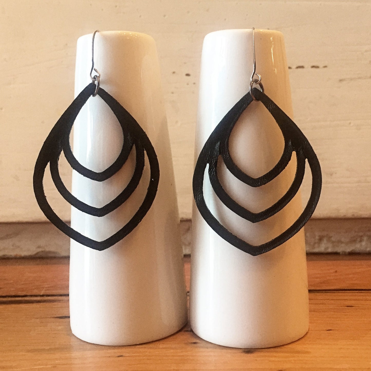 Leather Earrings |  Minimalist Earrings - Dangle Earrings - Boho Chic Earrings