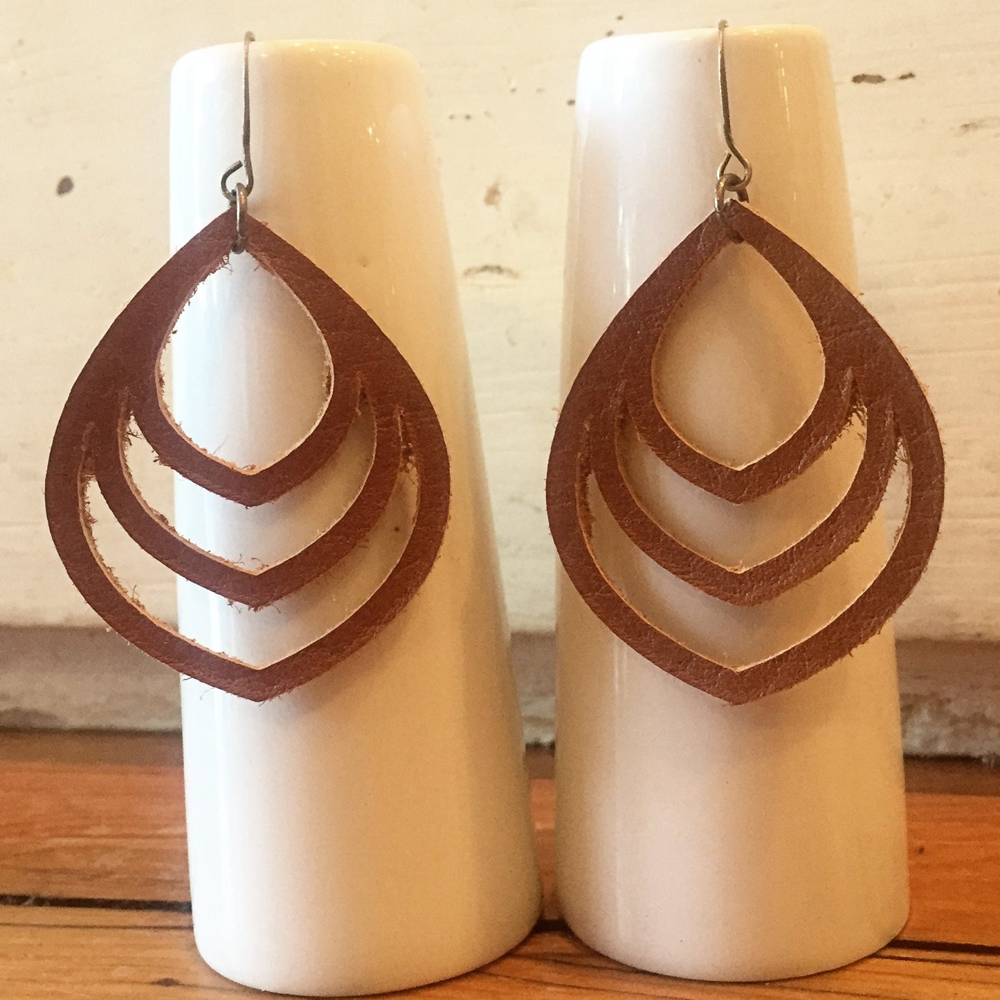 Leather Earrings |  Minimalist Earrings - Dangle Earrings - Boho Chic Earrings