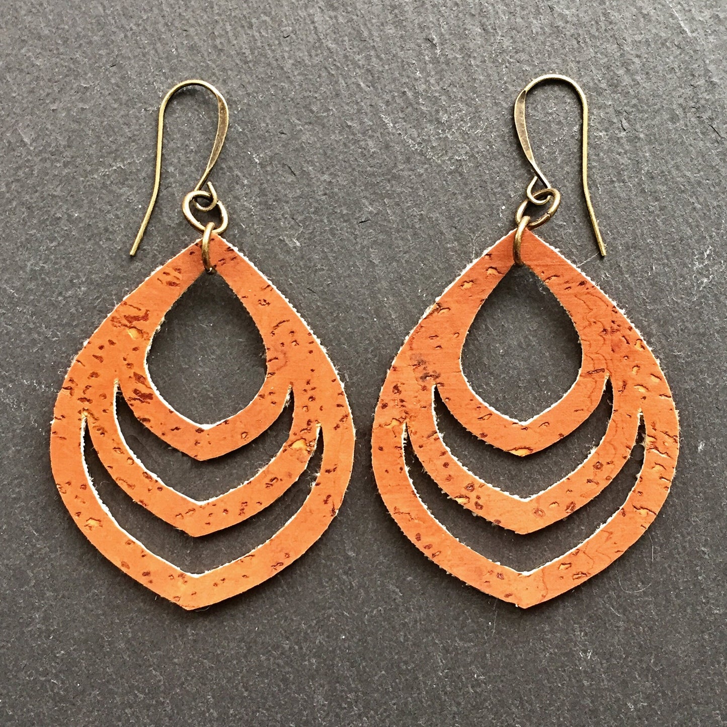 Cork Dangle Earrings /  Minimalist Earrings - Vegan Earrings - Boho Chic Earrings