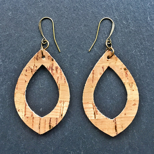Cork Dangle Earrings, Minimalist Earrings - Vegan Earrings - Boho Chic Earrings - 5 Colors