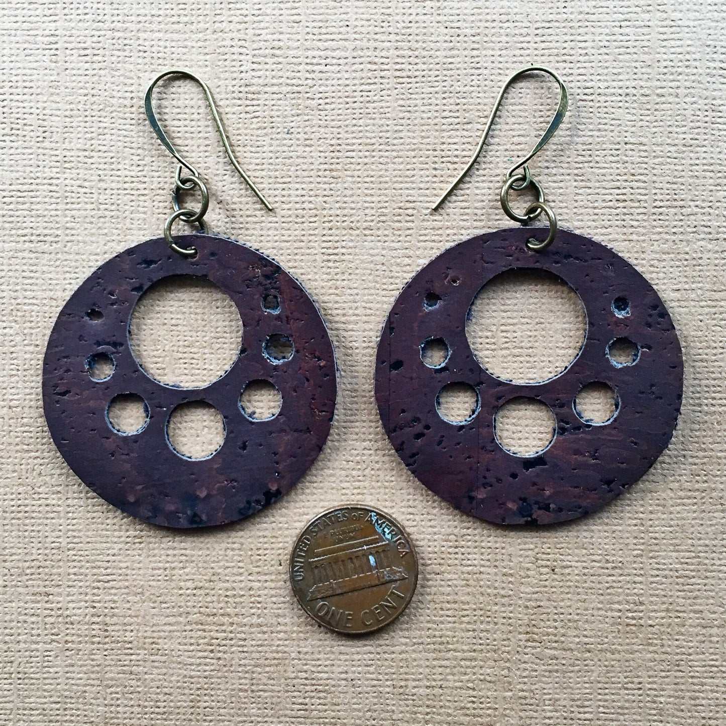 Cork Dangle Earrings / Minimalist Earrings - Vegan Earrings - Boho Chic Earrings