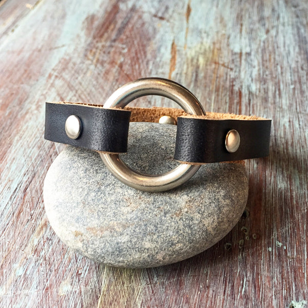 Petite leather bracelet for women, Bracelet for women, Womens leather cuff, Leather bracelet, Stacking jewelry, Anniversary gift