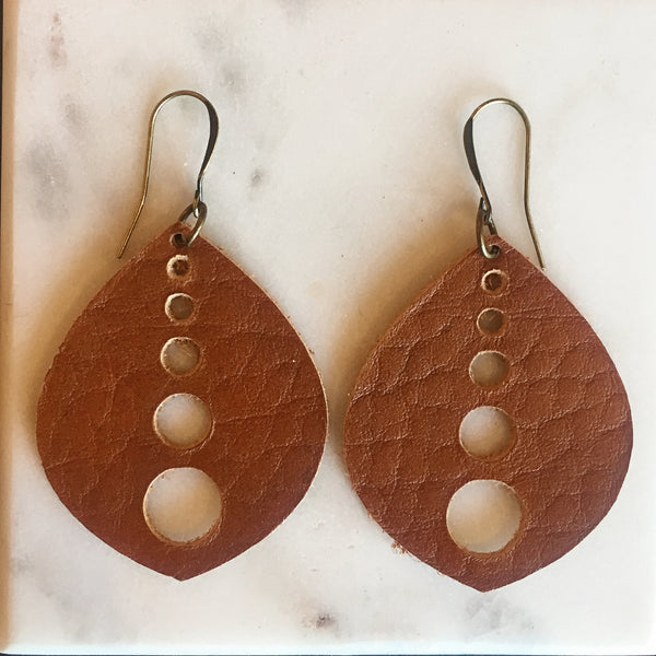 Leather Earrings /  Minimalist Earrings - Dangle Earrings - Boho Chic Earrings