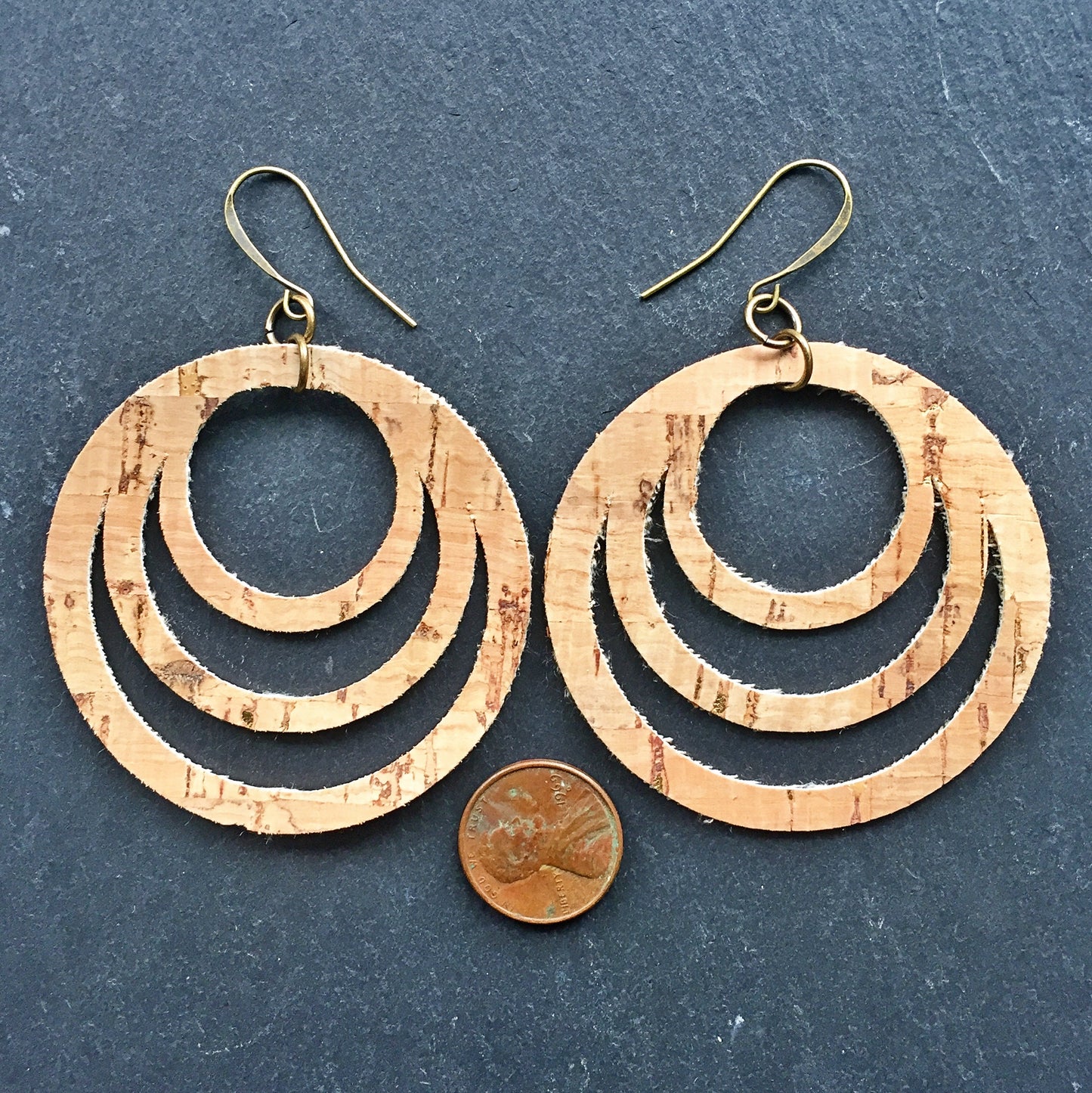 Cork Dangle Earrings,  Minimalist Earrings, Vegan Earrings, Boho Chic Earrings - Christmas Gift