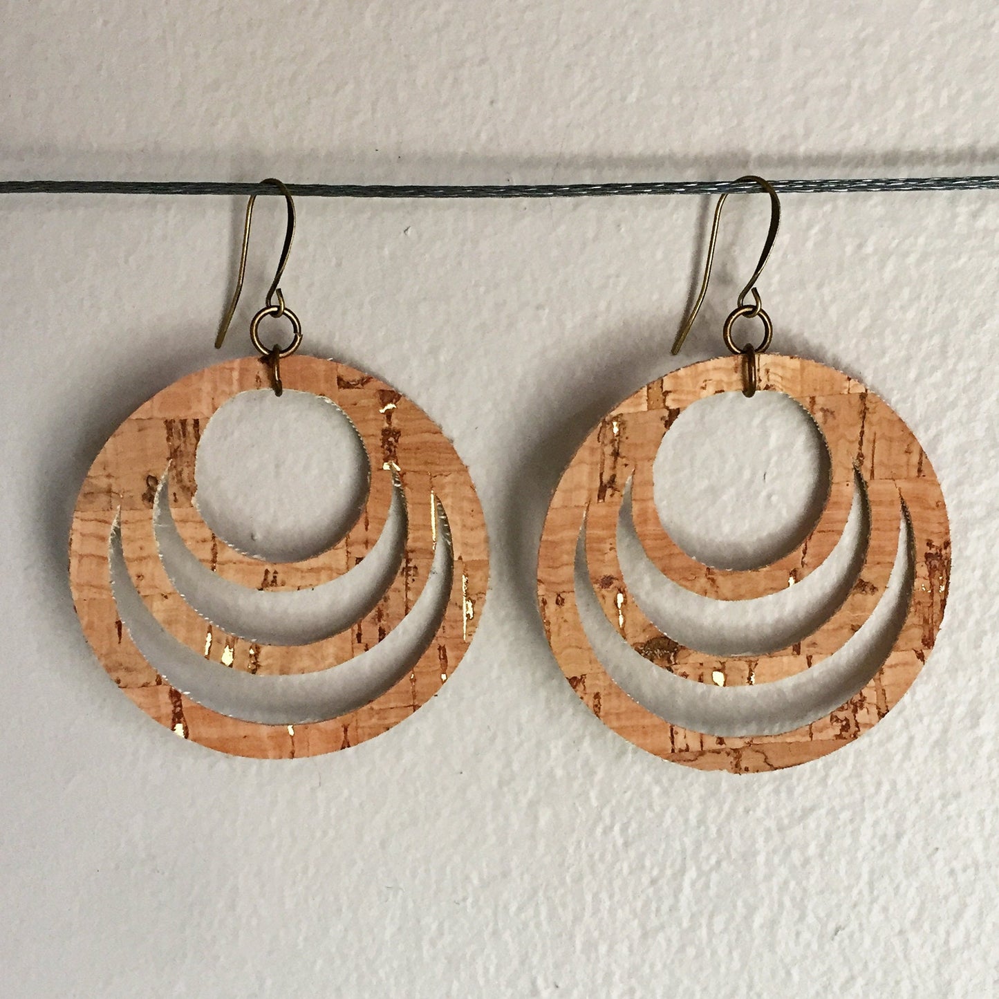Cork Dangle Earrings,  Minimalist Earrings, Vegan Earrings, Boho Chic Earrings - Christmas Gift