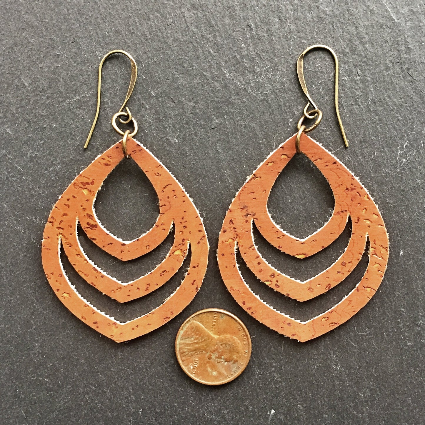Cork Dangle Earrings /  Minimalist Earrings - Vegan Earrings - Boho Chic Earrings