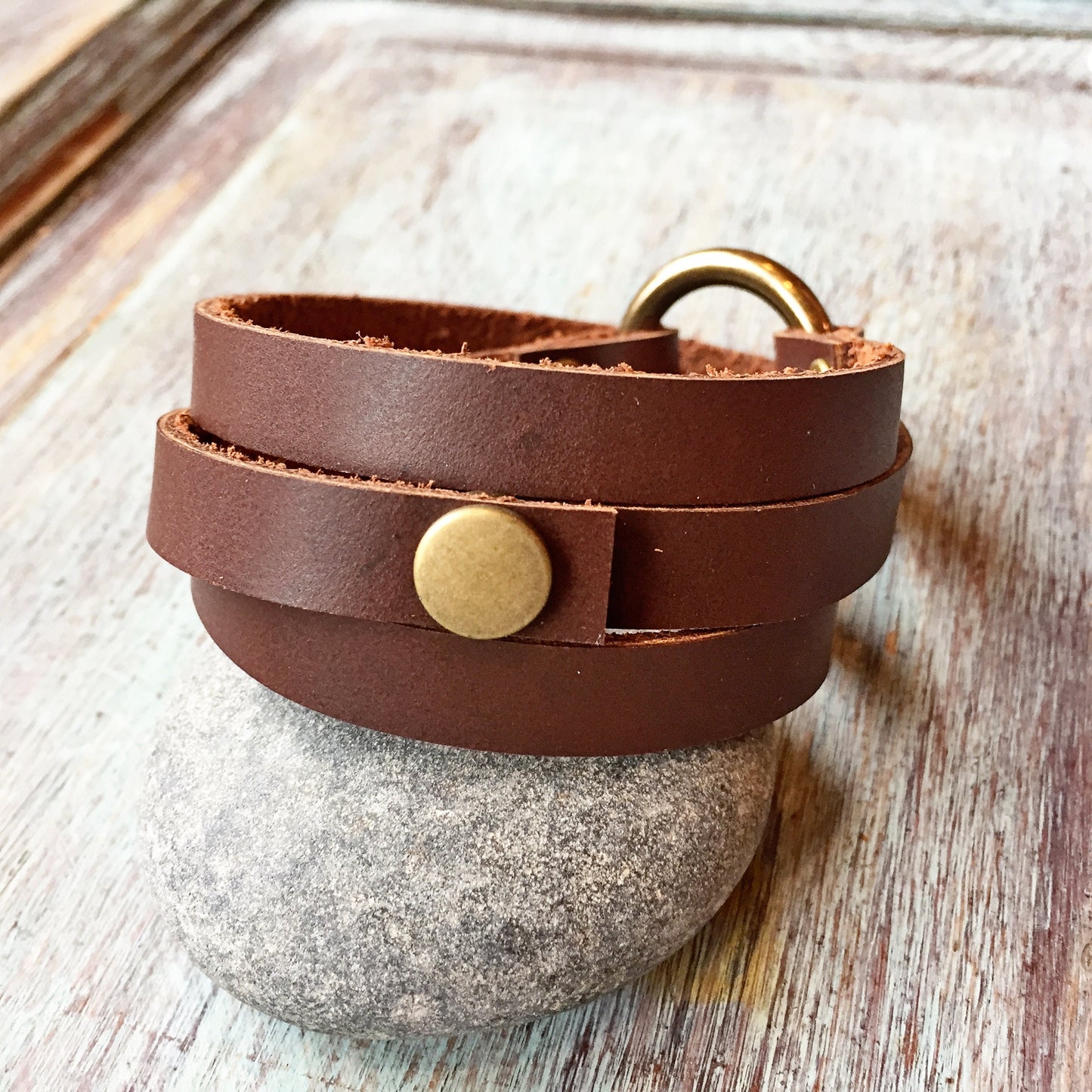 Leather and Brass Bracelet / 6 Color Options