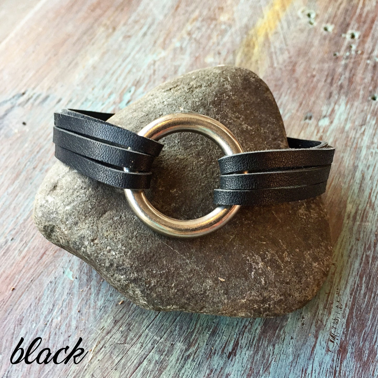 Petite leather bracelet for women, Womens leather cuff, Triple strand leather bracelet, Leather jewelry, Layering jewelry