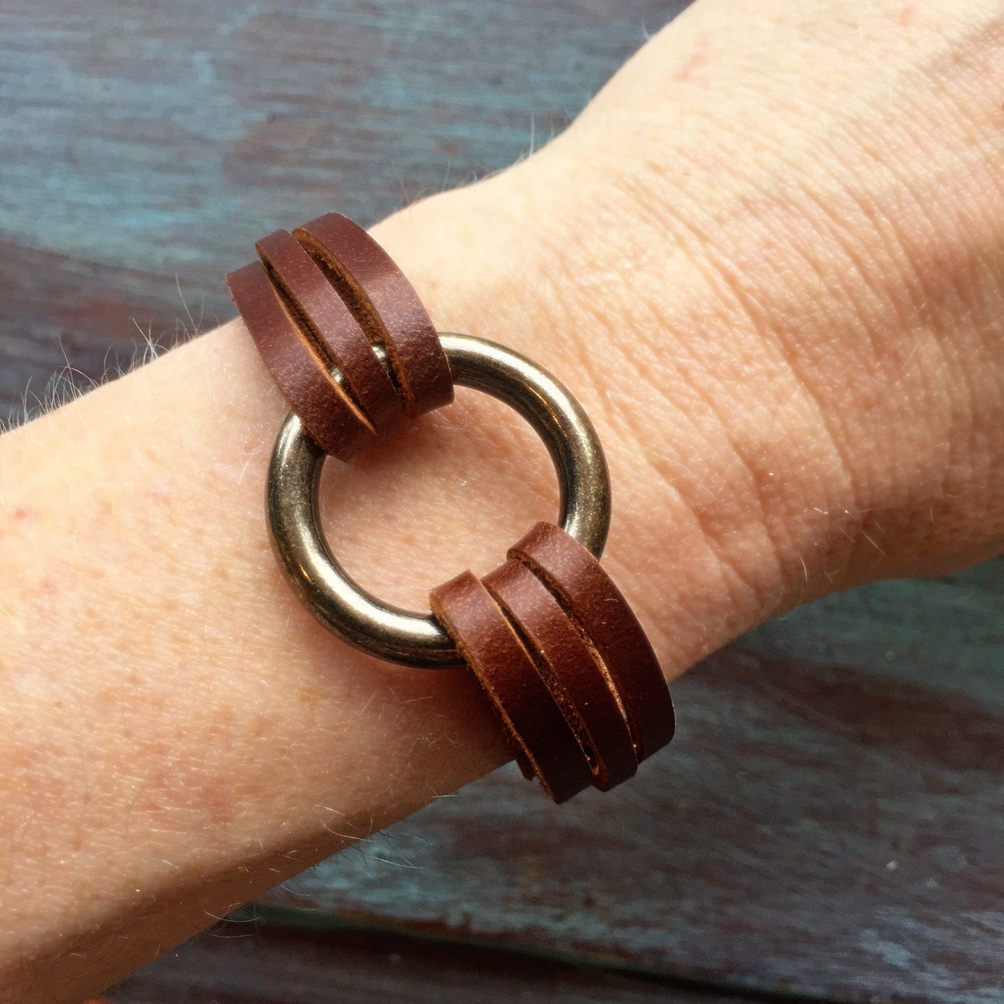 Petite leather bracelet for women, Womens leather cuff, Triple strand leather bracelet, Leather jewelry, Layering jewelry