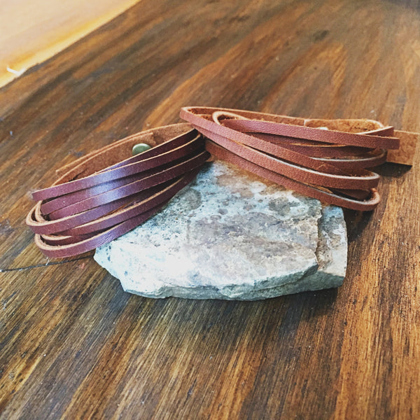 Womens Leather Cuff - Leather Wrap Bracelet for Women - Modern Boho Bracelet - Simple Leather Bracelets for Women