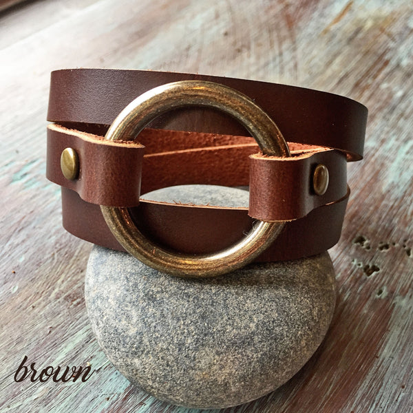 Everyday leather wrap bracelet, Womens leather wrap cuff, Leather bracelet for women, Leather jewelry, Layering jewelry, Anniversary