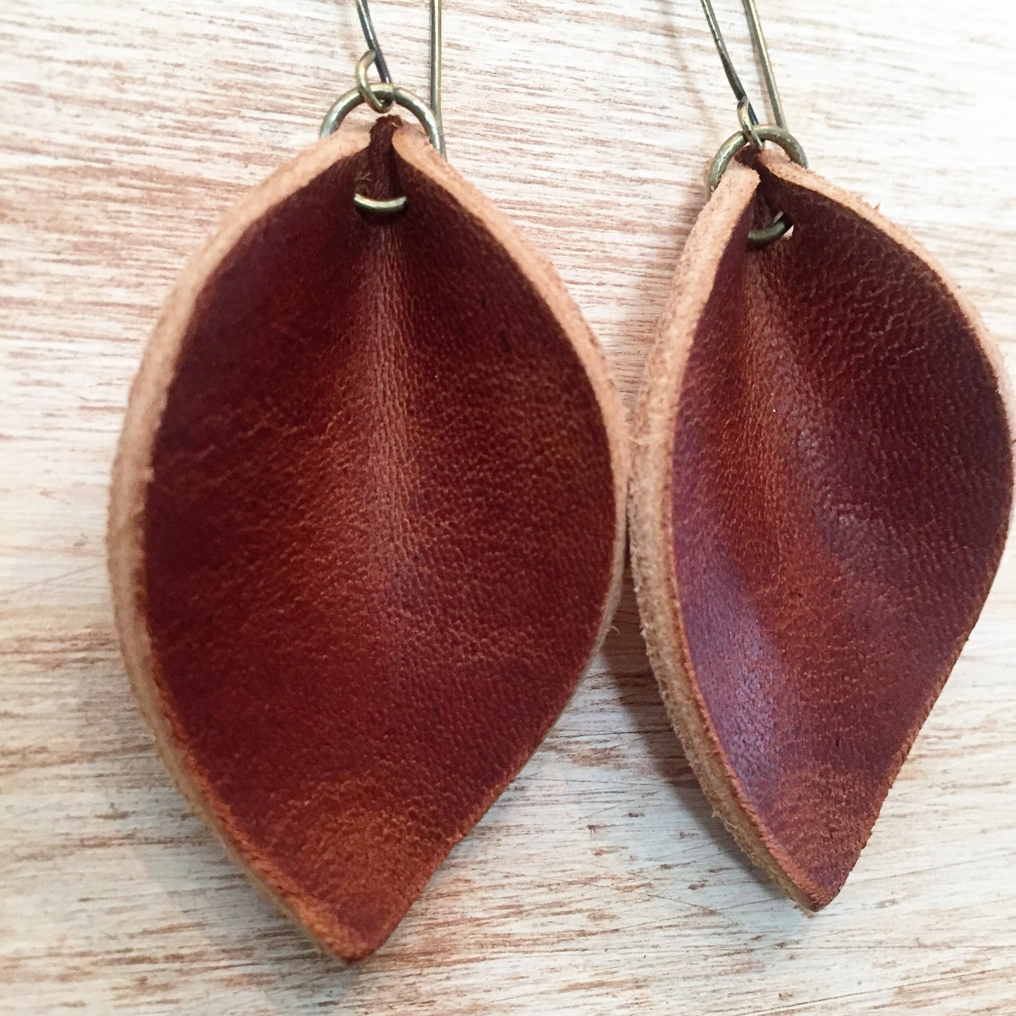 Leather leaf earrings, Minimalist earrings, Boho earrings, Leather earrings