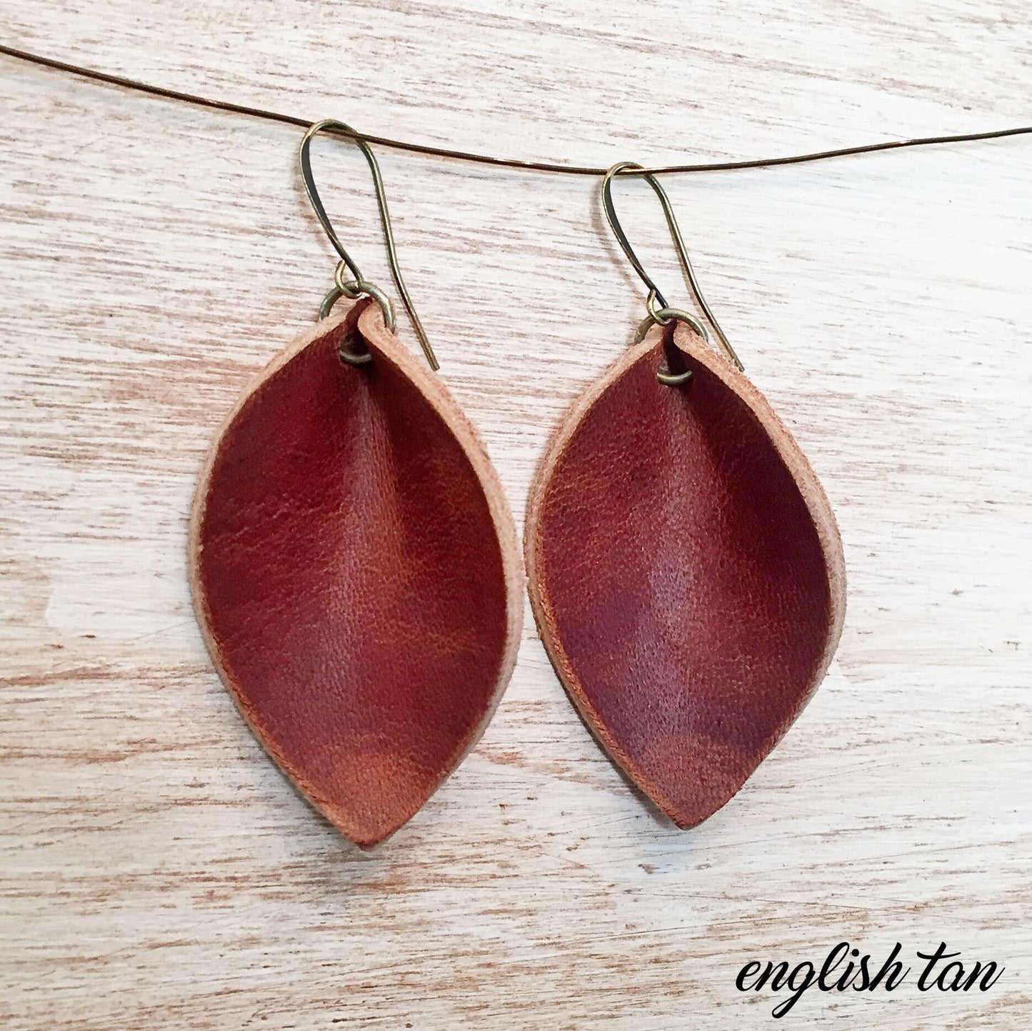 Leather leaf earrings, Minimalist earrings, Boho earrings, Leather earrings