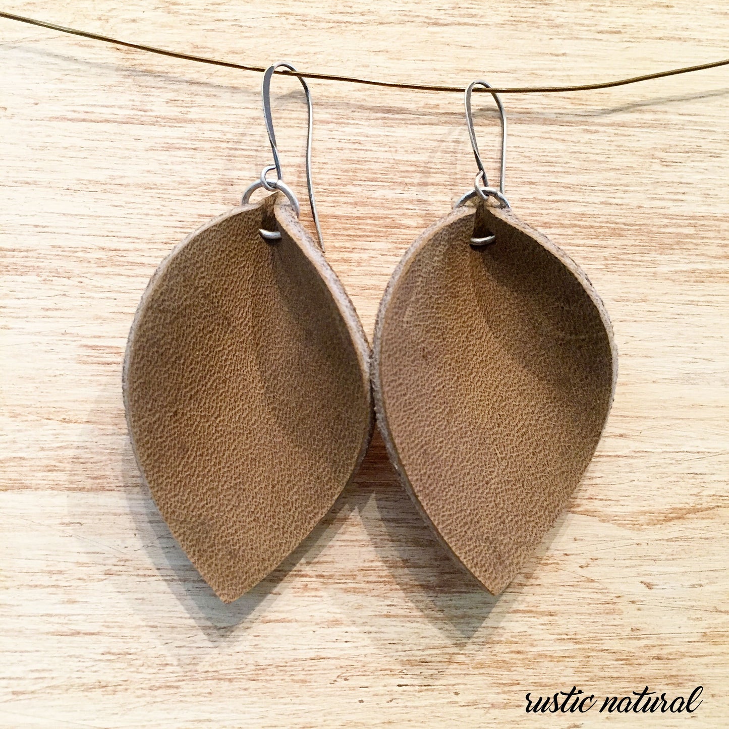 Leather leaf earrings, Minimalist earrings, Boho earrings, Leather earrings