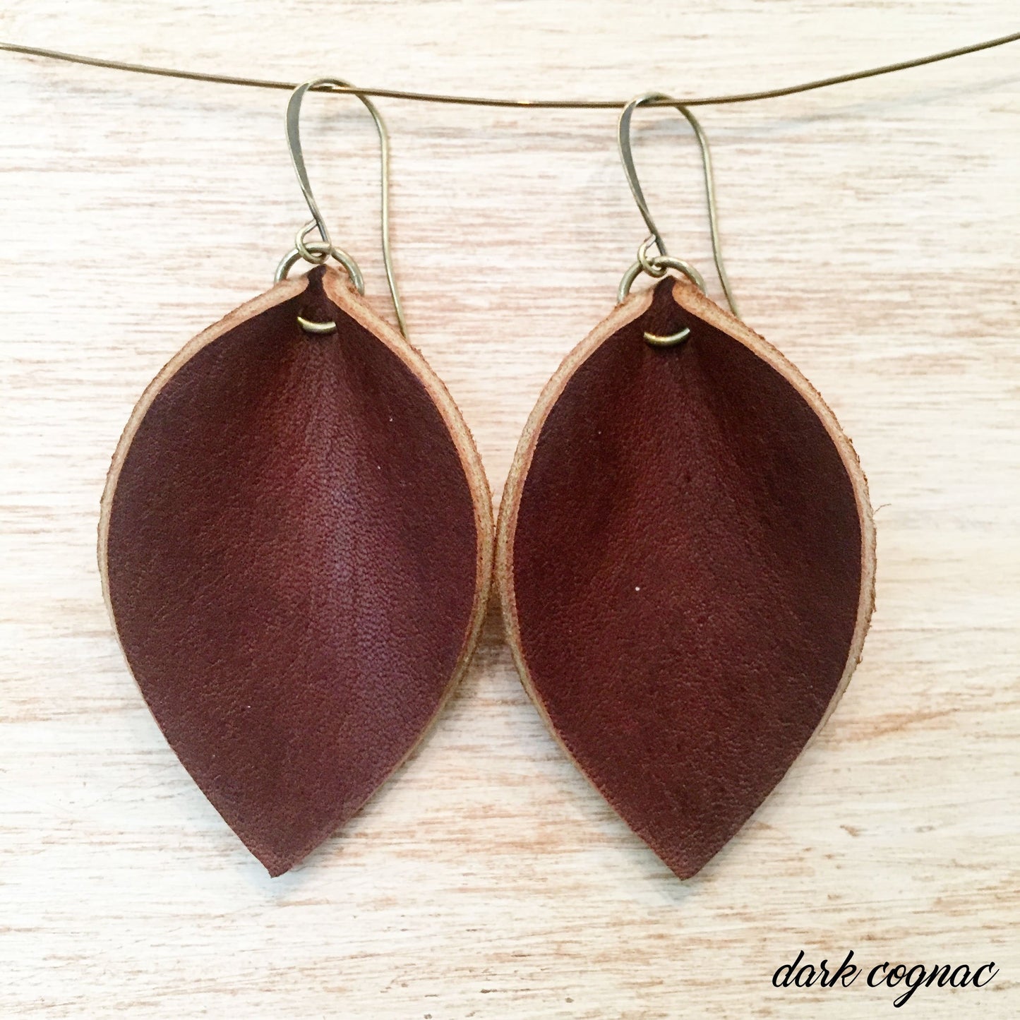 Leather leaf earrings, Minimalist earrings, Boho earrings, Leather earrings