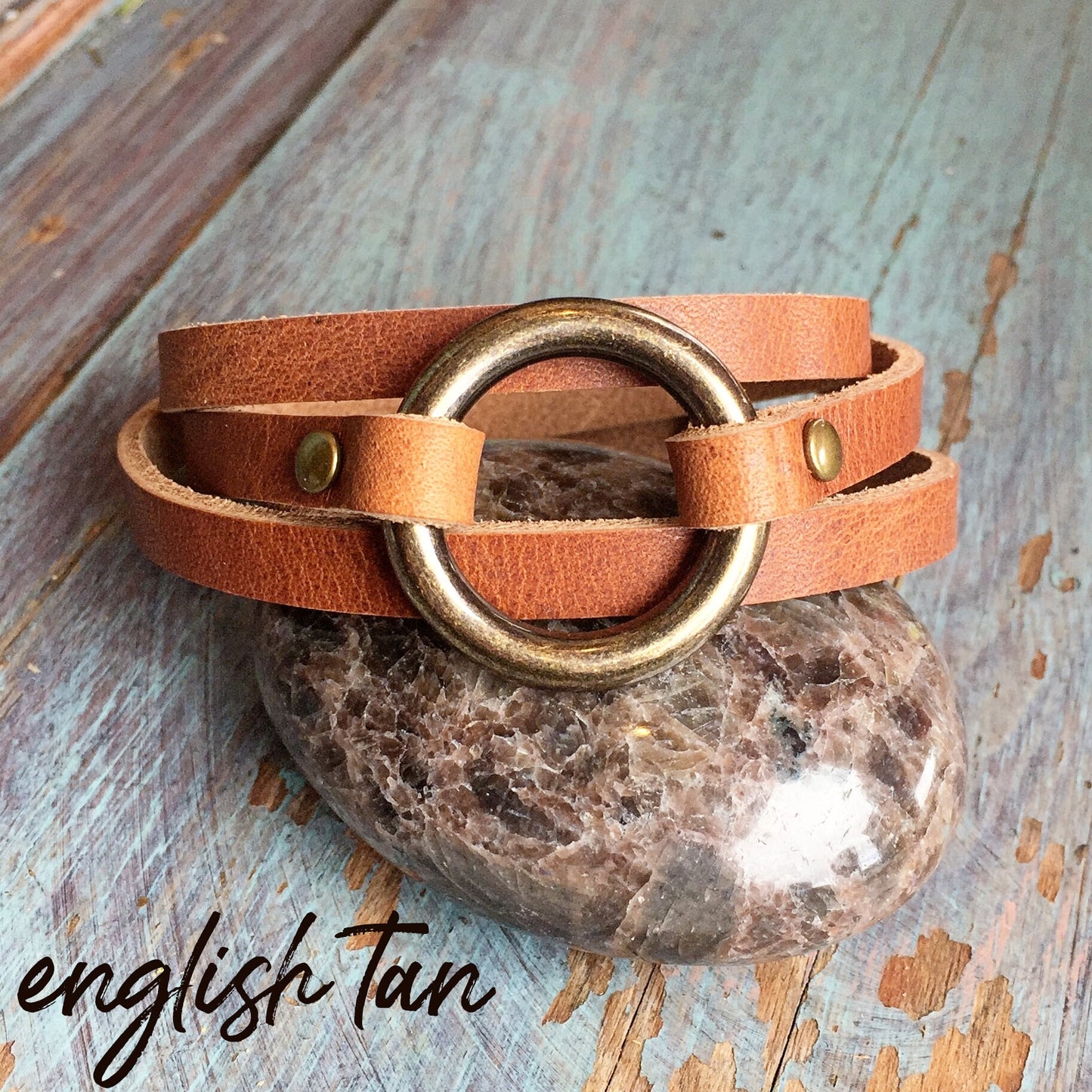 Personalized Leather Wrap Bracelet - Engraved Multi Strap Boho Hoop Cuff for Women + Men