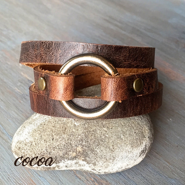 Leather Wrap Bracelet for Women - Women's Leather Cuff - Boho Leather Wrap - Women's Layering Cuff