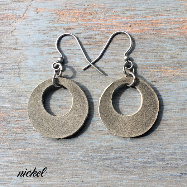 Petite Leather Circle Earrings | Minimalist Earrings | Boho Earrings | Leather Jewelry