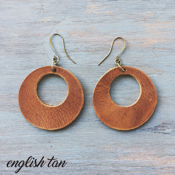 Leather Circle Earrings | Minimalist Earrings | Boho Earrings | Leather Jewelry