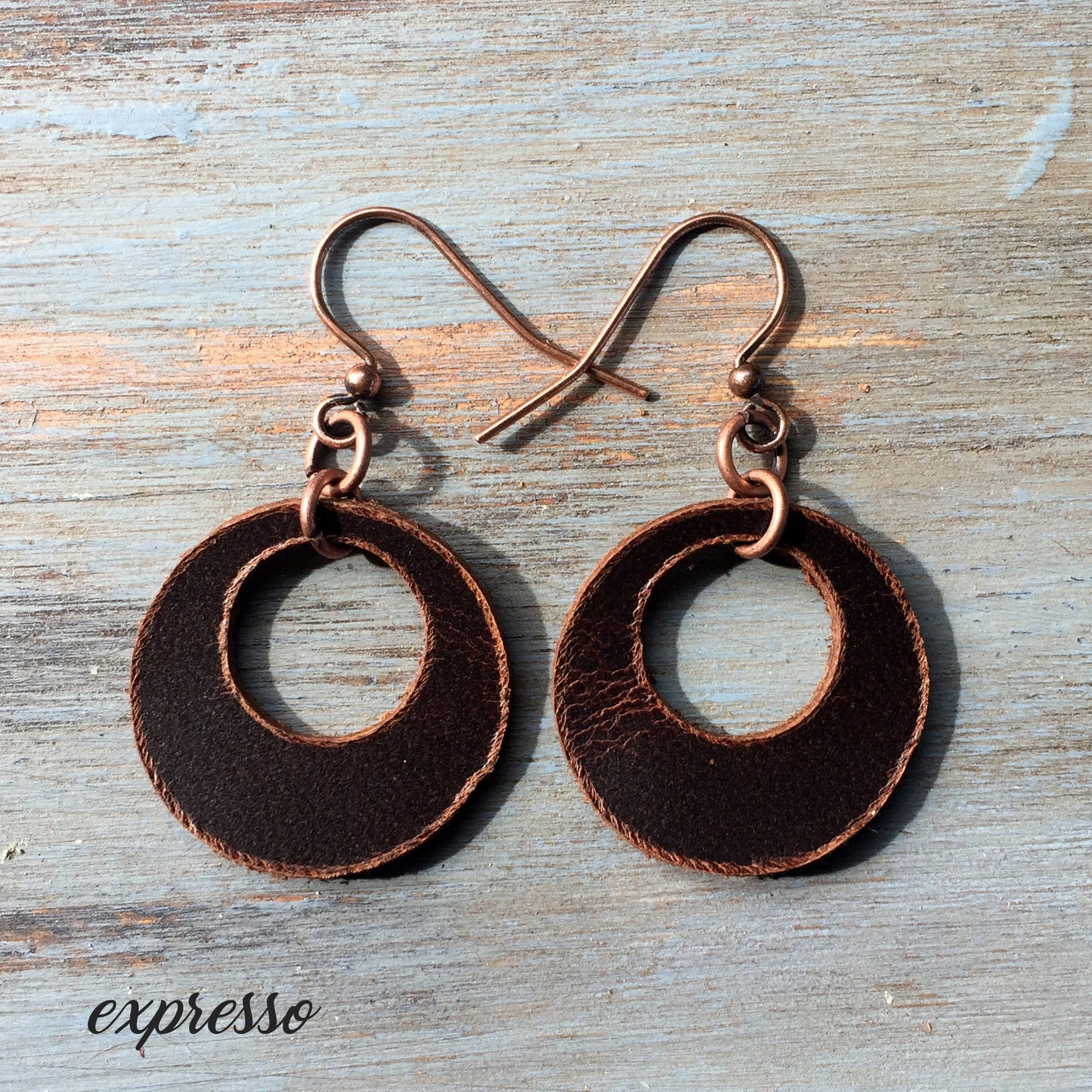 Petite Leather Circle Earrings | Minimalist Earrings | Boho Earrings | Leather Jewelry