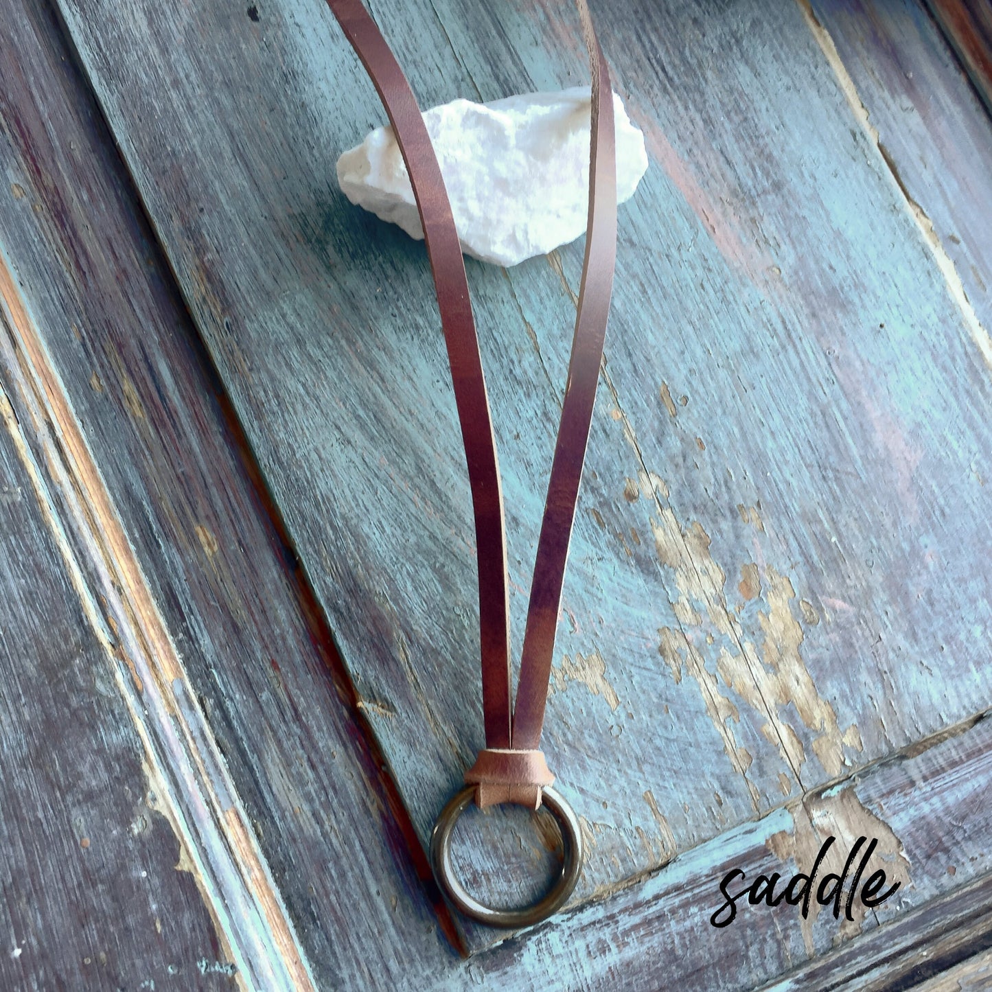 Women or Men Leather Necklace Brass Leather Necklace Modern Boho Leather O Ring Necklace Layering