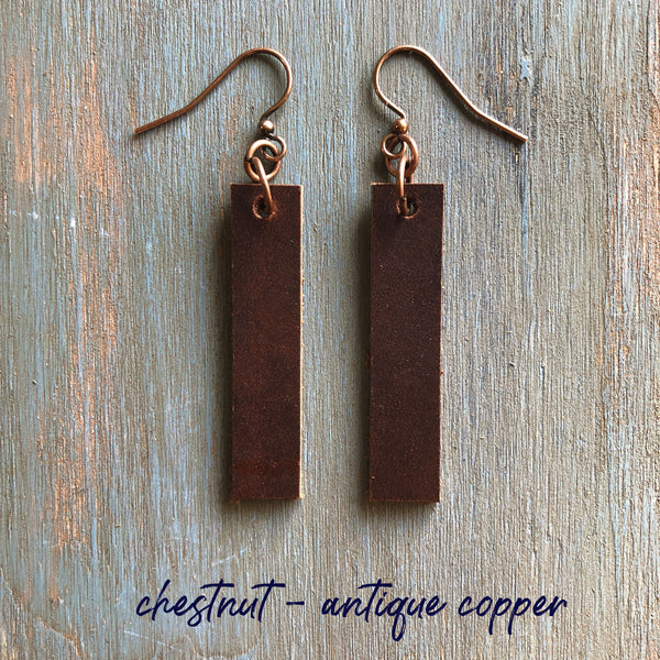 Mini leather drop earrings, Minimalist earrings, Boho earrings, Leather jewelry for women, Jewelry for women