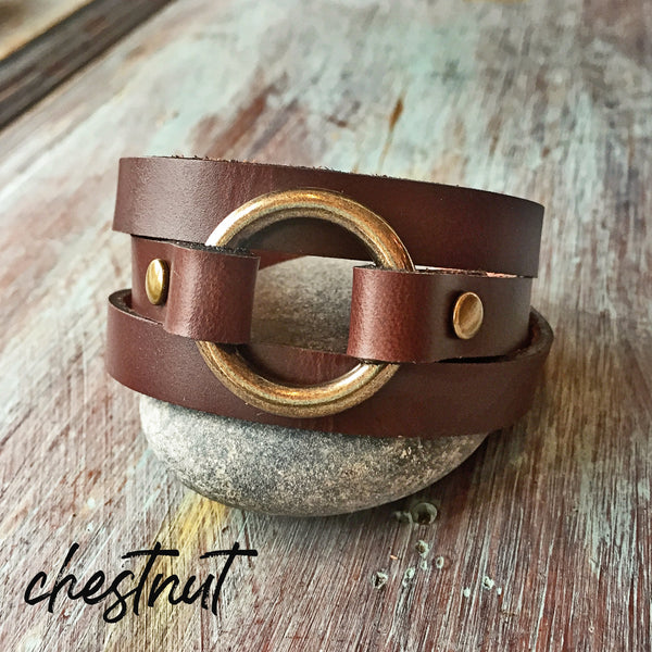 Leather Wrap Bracelet, Womens Leather Cuff,  Modern Boho Bracelet, Womens Layering Bracelet