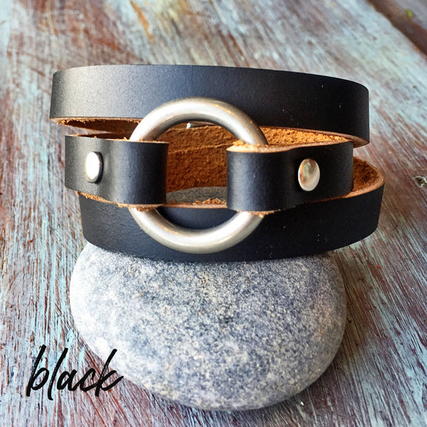 Petite wrap bracelet, Womens leather wrap bracelet, Leather cuff for women, Layering jewelry, Leather jewelry, Anniversary gift