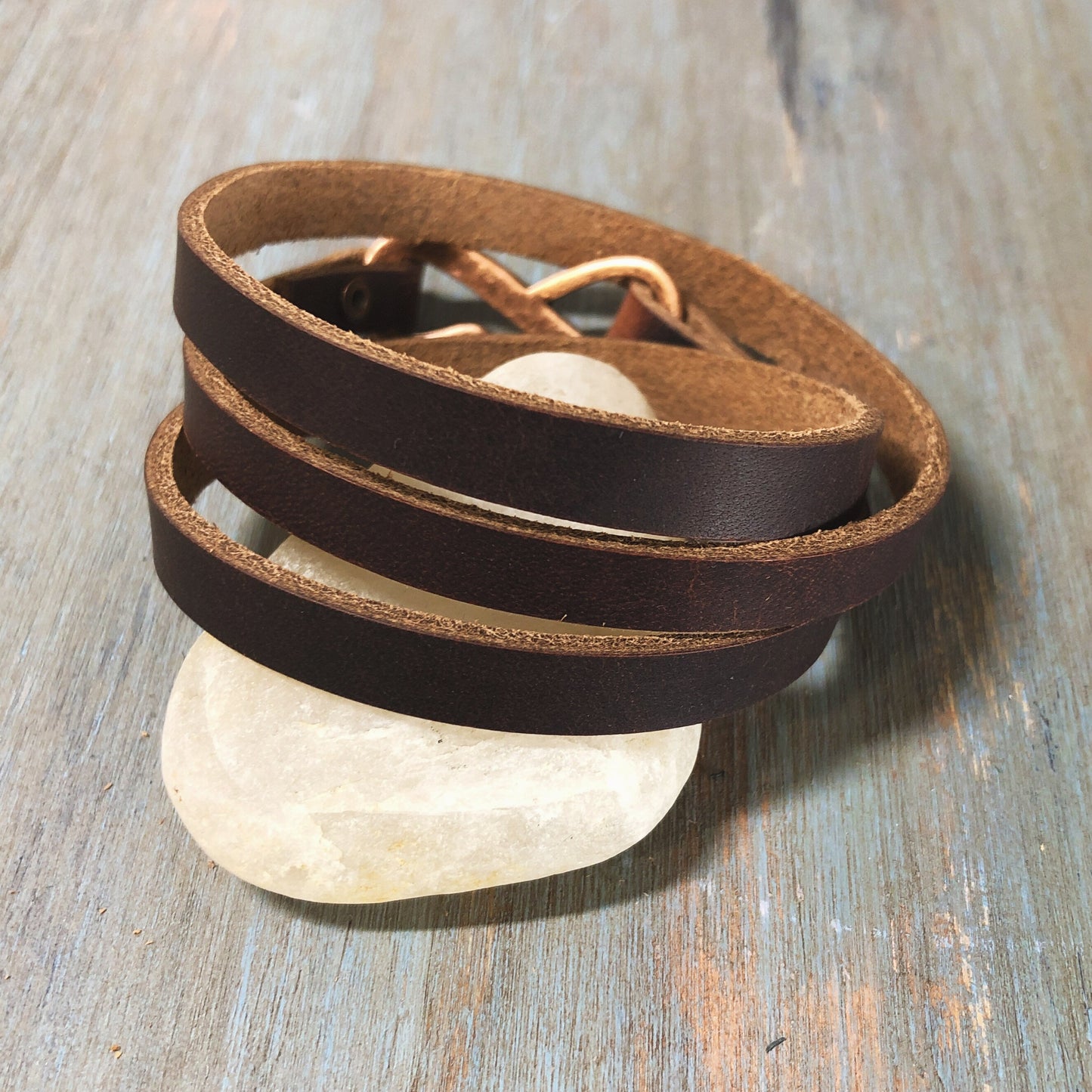 Infinity Leather Wrap Bracelet - Womens Leather Cuff - Boho Leather Wrap - Minimalist Wrap