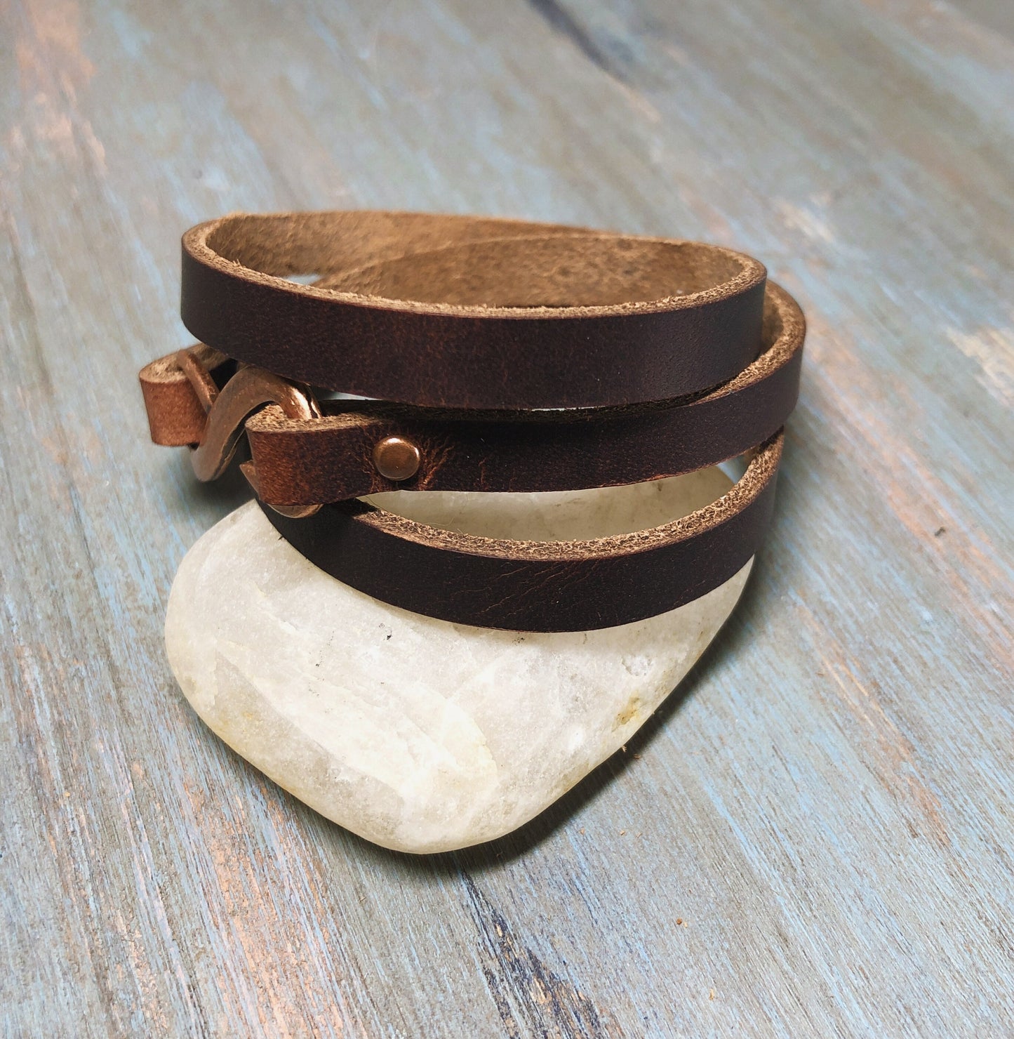 Infinity Leather Wrap Bracelet - Womens Leather Cuff - Boho Leather Wrap - Minimalist Wrap