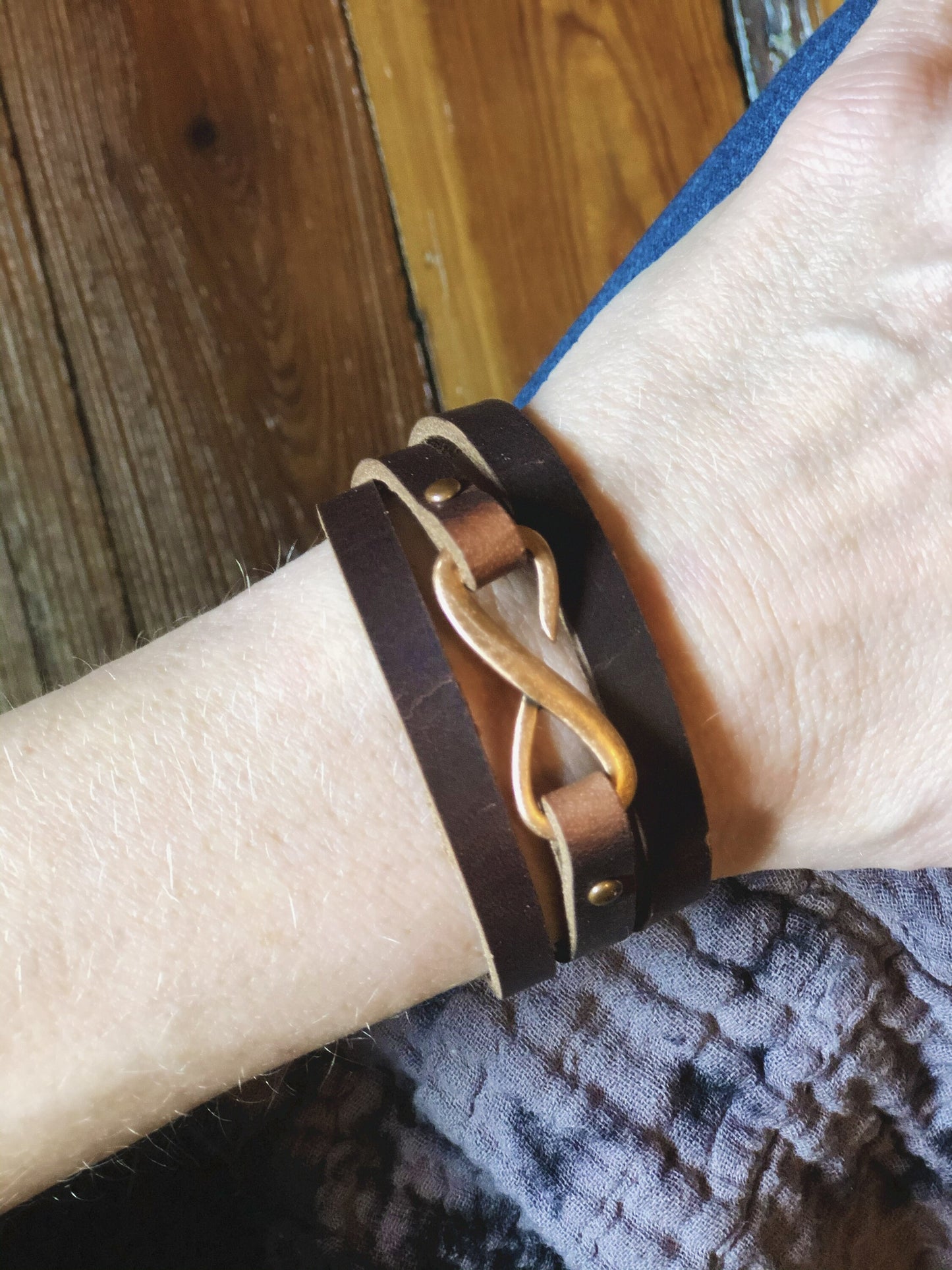 Infinity Leather Wrap Bracelet - Womens Leather Cuff - Boho Leather Wrap - Minimalist Wrap