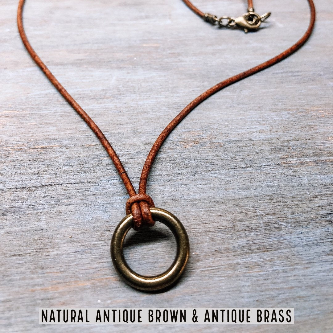 Leather cord necklace for women men | Pendant necklace for men women | Boho leather necklace | Layering necklace