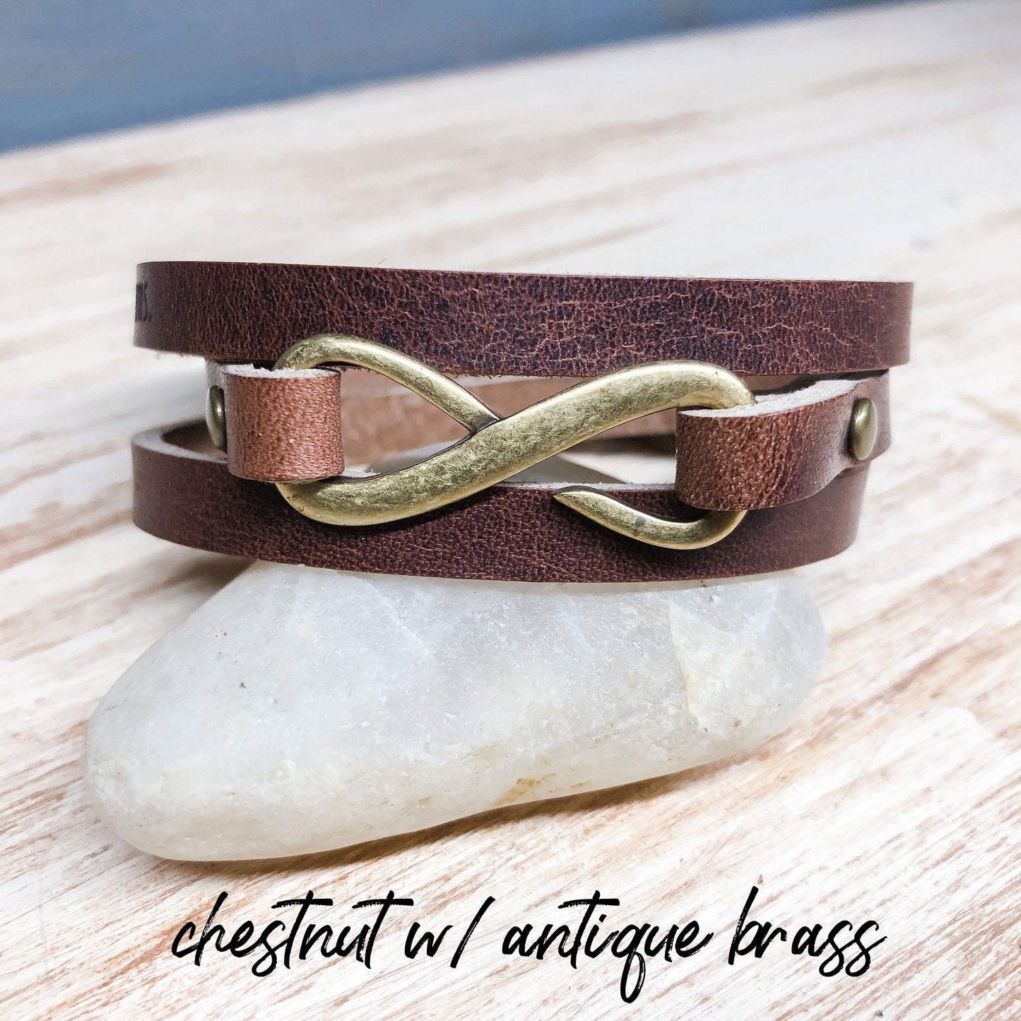 Infinity Leather Wrap Bracelet - Womens Leather Cuff - Boho Leather Wrap - Minimalist Wrap