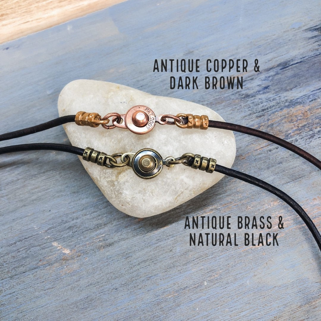 2mm Leather Necklace With Clasp - Round Plain Leather Cord Necklace Men or Women With Button Locking Clasp