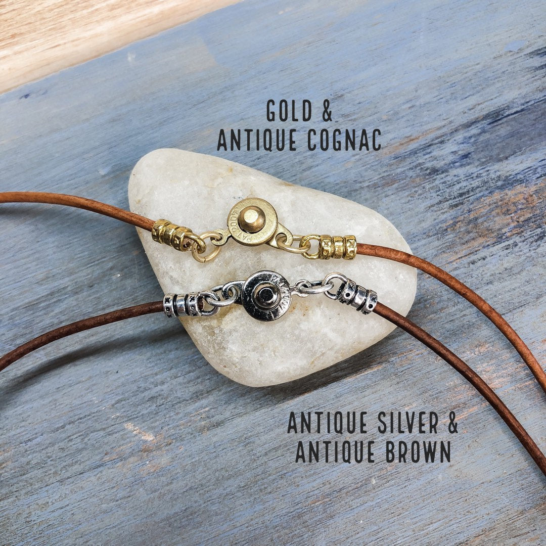 2mm Leather Necklace With Clasp - Round Plain Leather Cord Necklace Men or Women With Button Locking Clasp