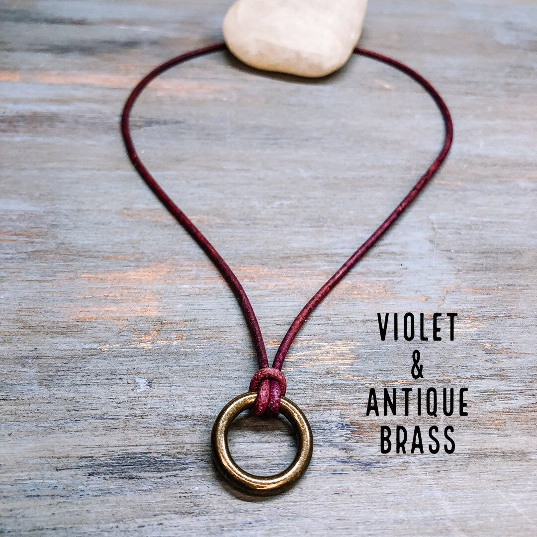 Bold & Bright Leather Cord Necklace for Men Women | Leather Jewelry for Women | Boho Leather Necklace | Pendant necklace