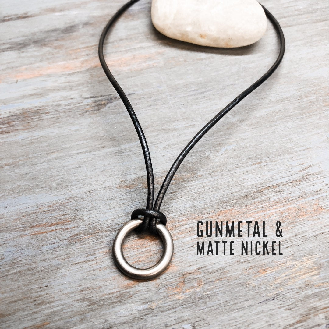 Metallic Leather Cord Necklace | Leather jewelry for women men | Boho leather necklace | Pendant necklace