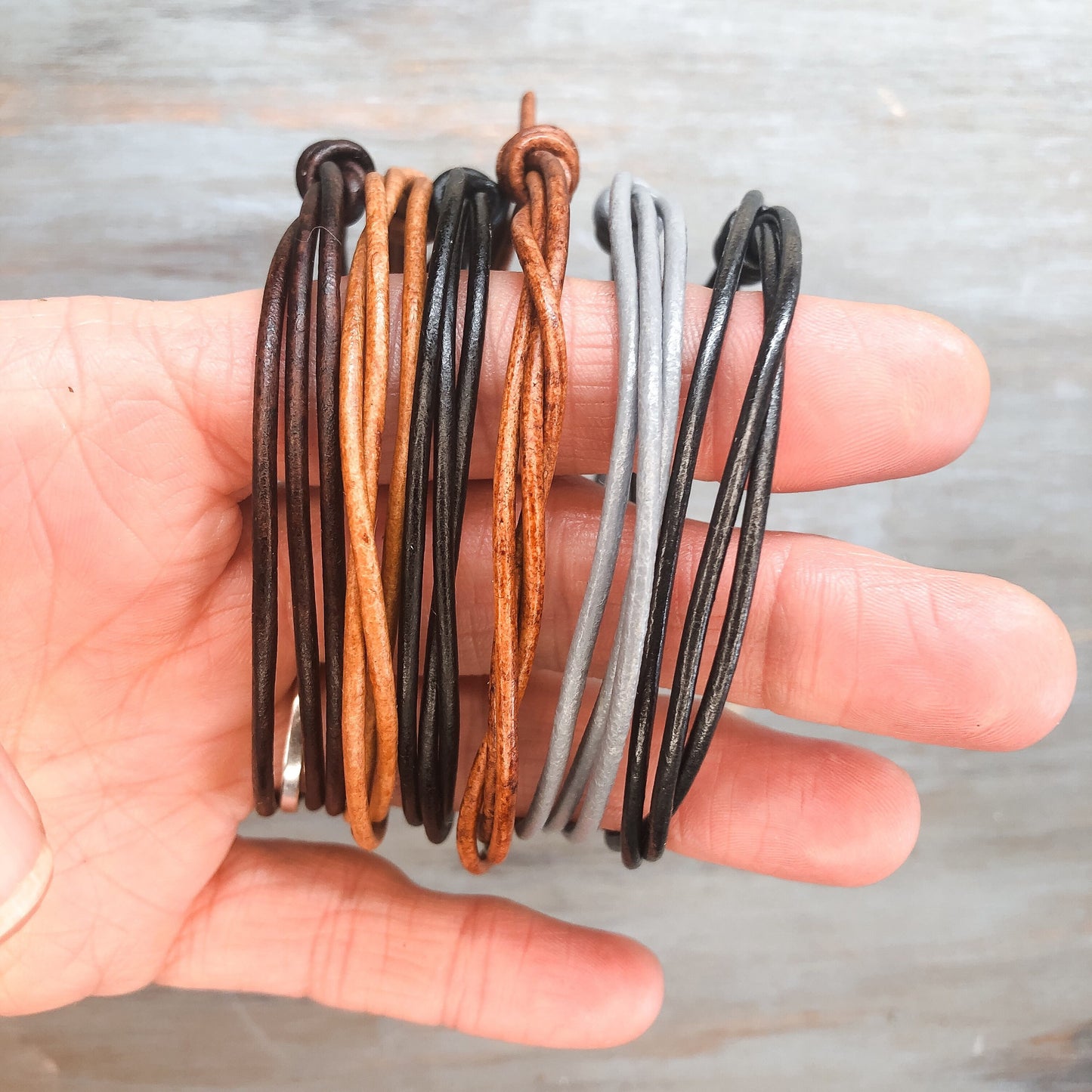 Leather Cord Bracelet Anklet - Surf Wrap Bracelet - Boho Surfer Beach Ocean Wristband - Unisex for Men or Women