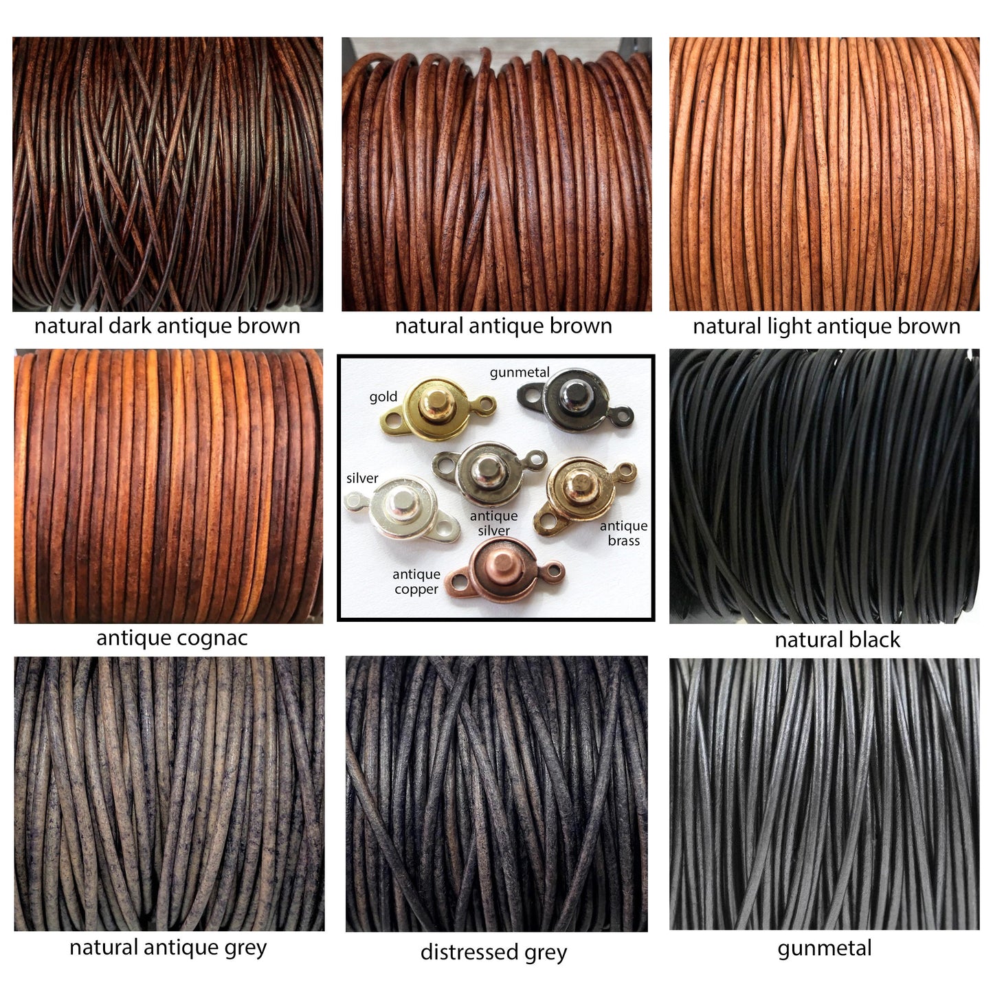 3mm Leather Necklace With Clasp - Custom Leather Cord Necklace With Button Locking Clasp - Stacking Necklace