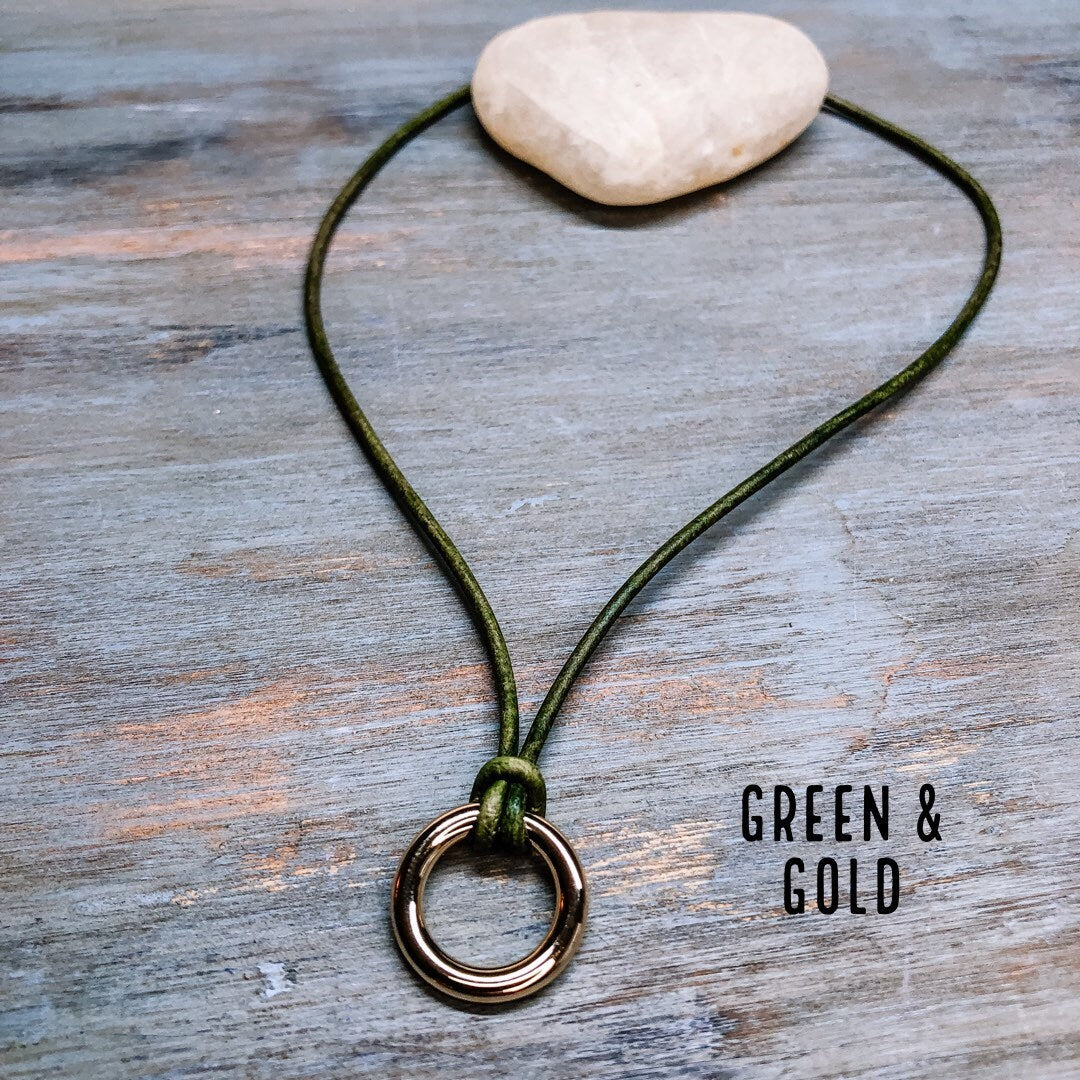 Bold & Bright Leather Cord Necklace for Men Women | Leather Jewelry for Women | Boho Leather Necklace | Pendant necklace