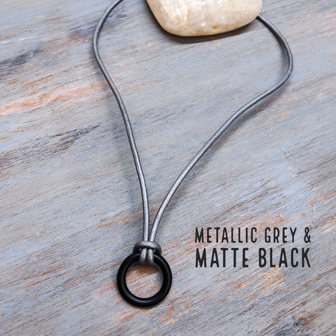 Metallic Leather Cord Necklace | Leather jewelry for women men | Boho leather necklace | Pendant necklace